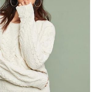 Anthropologie Soft White Chenille Sweater